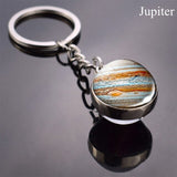 Full Moon Sphere Crystal Ball Glass keychain Handmade Double Side Glass Ball Pendant Solar System Galaxy Astronomy Jewelry