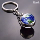 Full Moon Sphere Crystal Ball Glass keychain Handmade Double Side Glass Ball Pendant Solar System Galaxy Astronomy Jewelry