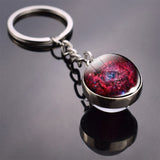 Full Moon Sphere Crystal Ball Glass keychain Handmade Double Side Glass Ball Pendant Solar System Galaxy Astronomy Jewelry