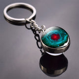 Full Moon Sphere Crystal Ball Glass keychain Handmade Double Side Glass Ball Pendant Solar System Galaxy Astronomy Jewelry