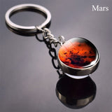 Full Moon Sphere Crystal Ball Glass keychain Handmade Double Side Glass Ball Pendant Solar System Galaxy Astronomy Jewelry