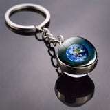 Full Moon Sphere Crystal Ball Glass keychain Handmade Double Side Glass Ball Pendant Solar System Galaxy Astronomy Jewelry