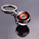Full Moon Sphere Crystal Ball Glass keychain Handmade Double Side Glass Ball Pendant Solar System Galaxy Astronomy Jewelry