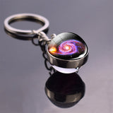 Full Moon Sphere Crystal Ball Glass keychain Handmade Double Side Glass Ball Pendant Solar System Galaxy Astronomy Jewelry