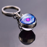 Full Moon Sphere Crystal Ball Glass keychain Handmade Double Side Glass Ball Pendant Solar System Galaxy Astronomy Jewelry