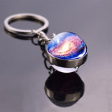 Full Moon Sphere Crystal Ball Glass keychain Handmade Double Side Glass Ball Pendant Solar System Galaxy Astronomy Jewelry