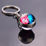 Full Moon Sphere Crystal Ball Glass keychain Handmade Double Side Glass Ball Pendant Solar System Galaxy Astronomy Jewelry