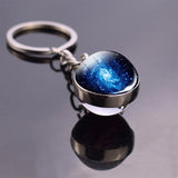 Full Moon Sphere Crystal Ball Glass keychain Handmade Double Side Glass Ball Pendant Solar System Galaxy Astronomy Jewelry