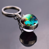 Full Moon Sphere Crystal Ball Glass keychain Handmade Double Side Glass Ball Pendant Solar System Galaxy Astronomy Jewelry