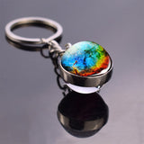 Full Moon Sphere Crystal Ball Glass keychain Handmade Double Side Glass Ball Pendant Solar System Galaxy Astronomy Jewelry