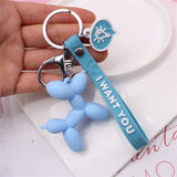 Cartoon Balloon Dog Keychain Colorful Soft Rubber PVC Lovely Dog Keychains For Women Key Chain Car Key Ring Bag Pendant Jewelry