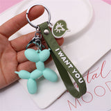 Cartoon Balloon Dog Keychain Colorful Soft Rubber PVC Lovely Dog Keychains For Women Key Chain Car Key Ring Bag Pendant Jewelry