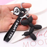 Cartoon Balloon Dog Keychain Colorful Soft Rubber PVC Lovely Dog Keychains For Women Key Chain Car Key Ring Bag Pendant Jewelry