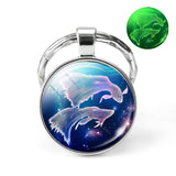 12 Constellation Keychain Luminous Glass Cabochon Jewelry Zodiac Signs Key Chain Aries Leo Taurus Libra Pendant Birthday Gift