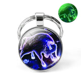 12 Constellation Keychain Luminous Glass Cabochon Jewelry Zodiac Signs Key Chain Aries Leo Taurus Libra Pendant Birthday Gift