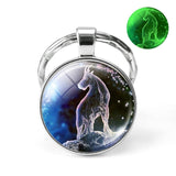 12 Constellation Keychain Luminous Glass Cabochon Jewelry Zodiac Signs Key Chain Aries Leo Taurus Libra Pendant Birthday Gift