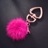 New Really water mink fur ball heart key chain fur Charm car key ring love plush pendant keychain party gift Jewelry K3003