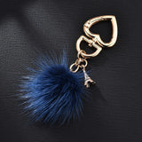 New Really water mink fur ball heart key chain fur Charm car key ring love plush pendant keychain party gift Jewelry K3003