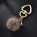 New Really water mink fur ball heart key chain fur Charm car key ring love plush pendant keychain party gift Jewelry K3003