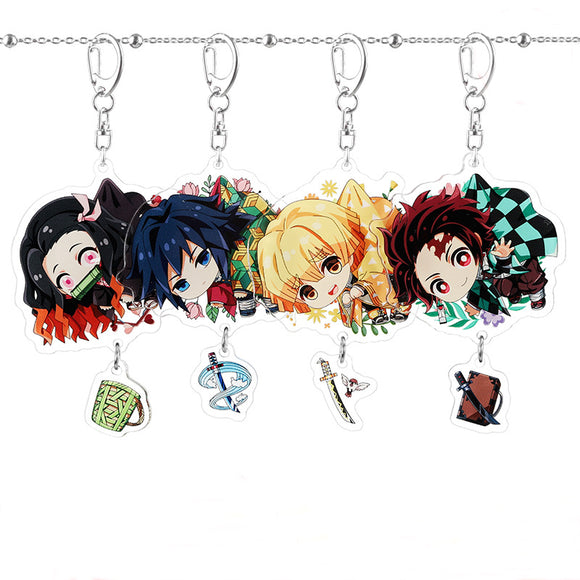 Anime Demon Slayer Kimetsu no Yaiba keychain Kamado Tanjirou Kamado-Nezuko Tomioka Giyuu acrylic key chain cute funny cartoon