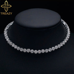 TREAZY Bridal Fashion Crystal Rhinestone Choker Necklace Women Wedding Accessories Silver Chain Chokers Jewelry Collier Femme