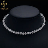 TREAZY Bridal Fashion Crystal Rhinestone Choker Necklace Women Wedding Accessories Silver Chain Chokers Jewelry Collier Femme