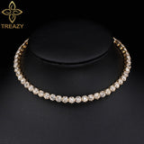 TREAZY Bridal Fashion Crystal Rhinestone Choker Necklace Women Wedding Accessories Silver Chain Chokers Jewelry Collier Femme