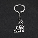 My Shape Key Ring Wolf Animal Stainless Steel Jewelry Keyring Forest Animal Keychain Cut Out Hollow Keyholder Pendant GIft Men