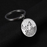 My Shape Key Ring Wolf Animal Stainless Steel Jewelry Keyring Forest Animal Keychain Cut Out Hollow Keyholder Pendant GIft Men