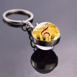 Music Notes Keychain Violin Piano Musical Instruments Key Rings Glass Ball Jewelry Keyring Pendant Musician Christmas Gifts