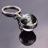 German Shepherd Dog Angel Key Ring Pet Dog Jewelry Charm Double Sided Glass Ball Keychain Animal Dog Cute Fashion Accessories