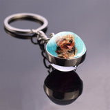 German Shepherd Dog Angel Key Ring Pet Dog Jewelry Charm Double Sided Glass Ball Keychain Animal Dog Cute Fashion Accessories