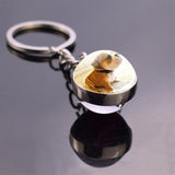 German Shepherd Dog Angel Key Ring Pet Dog Jewelry Charm Double Sided Glass Ball Keychain Animal Dog Cute Fashion Accessories