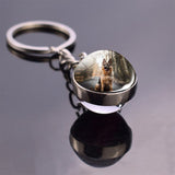German Shepherd Dog Angel Key Ring Pet Dog Jewelry Charm Double Sided Glass Ball Keychain Animal Dog Cute Fashion Accessories