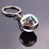 German Shepherd Dog Angel Key Ring Pet Dog Jewelry Charm Double Sided Glass Ball Keychain Animal Dog Cute Fashion Accessories