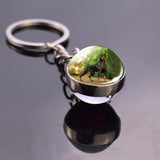 German Shepherd Dog Angel Key Ring Pet Dog Jewelry Charm Double Sided Glass Ball Keychain Animal Dog Cute Fashion Accessories