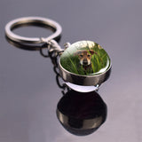 German Shepherd Dog Angel Key Ring Pet Dog Jewelry Charm Double Sided Glass Ball Keychain Animal Dog Cute Fashion Accessories