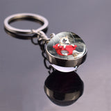 German Shepherd Dog Angel Key Ring Pet Dog Jewelry Charm Double Sided Glass Ball Keychain Animal Dog Cute Fashion Accessories