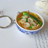 New Simulation Food Key Chains noodle New Keychain Chinese Blue and white porcelain Food Bowl Mini bag pendant  #17169