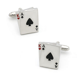 Casino Design Poker Black Jack Cufflinks Quality Brass Material Silver Color Cuff Links Wholesale & Retail