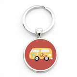 TAFREE new vintage Hippie Peace Sign Van Bus keychain fashion men women purse bag car pendant key chain ring holder jewelry CT91