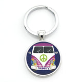 TAFREE new vintage Hippie Peace Sign Van Bus keychain fashion men women purse bag car pendant key chain ring holder jewelry CT91