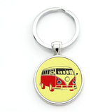 TAFREE new vintage Hippie Peace Sign Van Bus keychain fashion men women purse bag car pendant key chain ring holder jewelry CT91