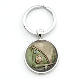 TAFREE new vintage Hippie Peace Sign Van Bus keychain fashion men women purse bag car pendant key chain ring holder jewelry CT91
