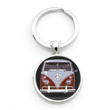 TAFREE new vintage Hippie Peace Sign Van Bus keychain fashion men women purse bag car pendant key chain ring holder jewelry CT91