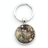 TAFREE new vintage Hippie Peace Sign Van Bus keychain fashion men women purse bag car pendant key chain ring holder jewelry CT91