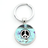 TAFREE new vintage Hippie Peace Sign Van Bus keychain fashion men women purse bag car pendant key chain ring holder jewelry CT91