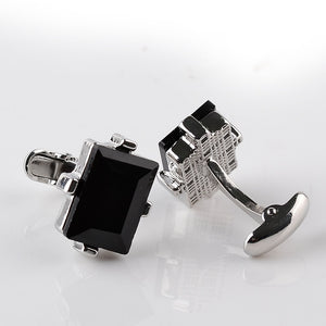 Modern Design Big Black Crystal Cufflinks Curve Men's Wedding Shirt Copper French Cuff Link