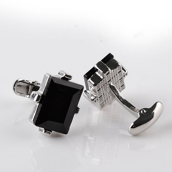 Modern Design Big Black Crystal Cufflinks Curve Men's Wedding Shirt Copper French Cuff Link