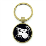 TAFREE Drum Kit silhouette key chain DJ turner mixer simple drum set profile pattern keychain drummer jewelry music gifts KC595